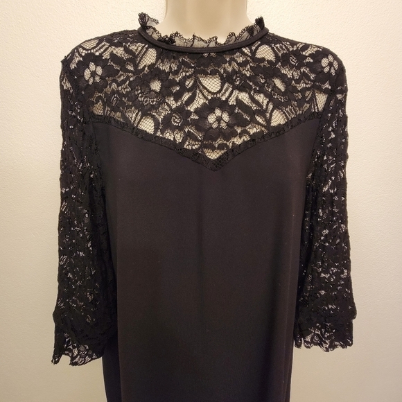 Zara Little Black Dress with Lace Trim - Picture 2 of 4
